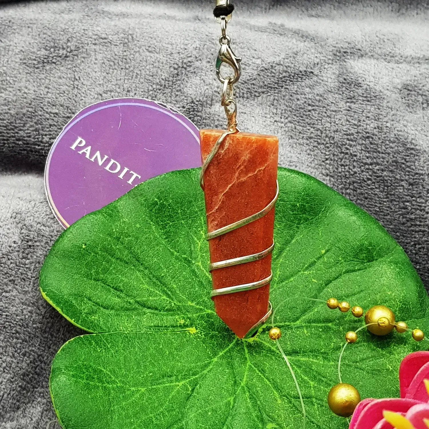 Red Aventurine Spiral Pencil Pendant