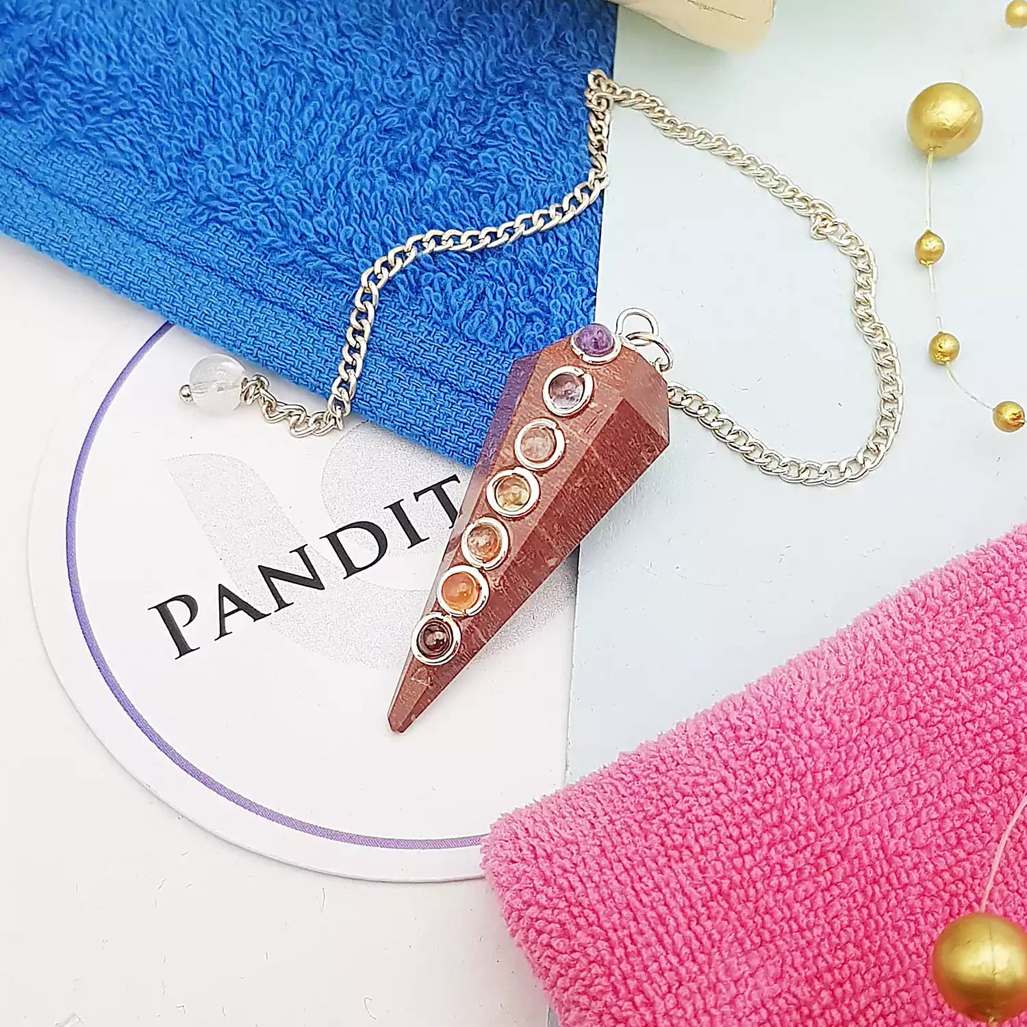 Red Jasper 7 Chakra Dowsing Pendulum