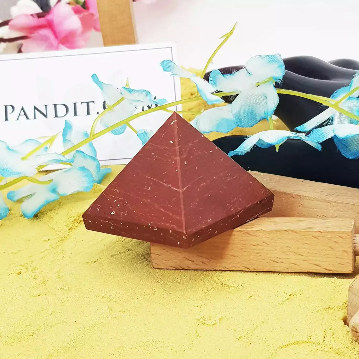 Red Jasper Crystal Pyramid — top view showing apex point