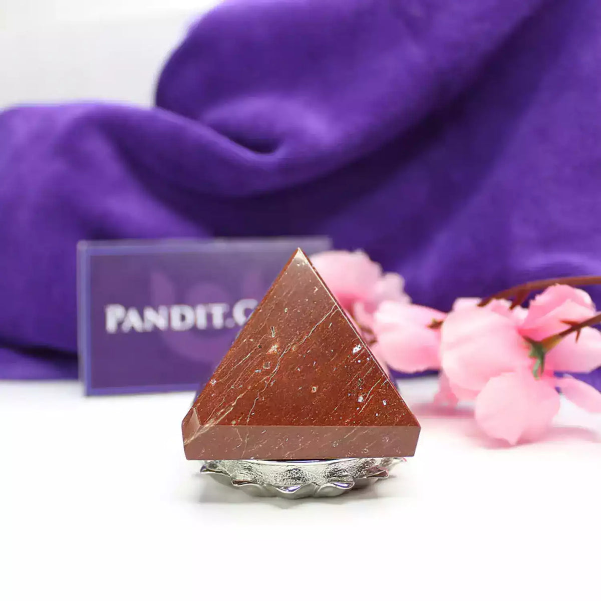 Red Jasper Crystal Pyramid — full pyramid view with all faces visible