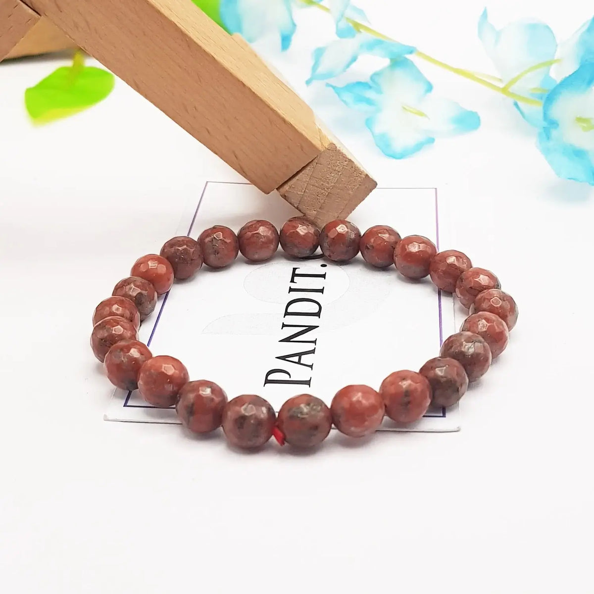 Red Jasper Diamond Cut Bracelet — close-up of Red Jasper Diamond Cut stones revealing natural patterns