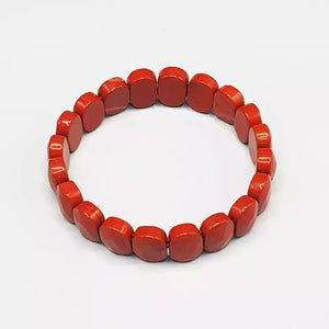 Red Jasper Oval Faceted Bracelet — additional angle view of bracelet