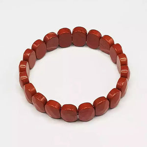 Red Jasper Oval Faceted Bracelet — close-up of Red Jasper Oval Faceted stones revealing natural patterns