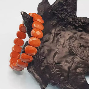 Red Jasper Oval Faceted Bracelet — authenticity certificate and lab certification