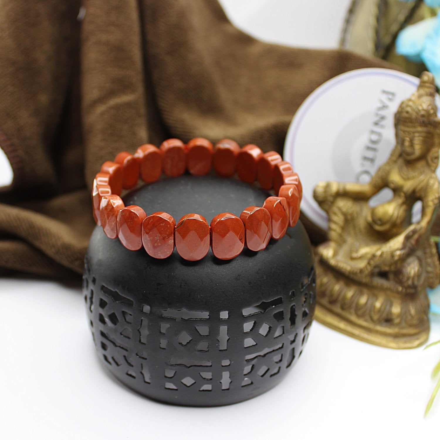 Red Jasper Oval Faceted Bracelet