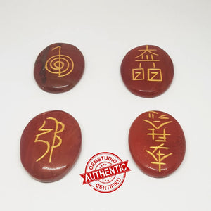 Red Jasper Reiki Symbol Healing Stones Set