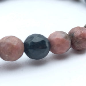 Rhodonite Crystal Diamond Cut Bracelet