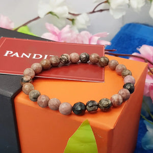 Rhodonite Crystal Diamond Cut Bracelet