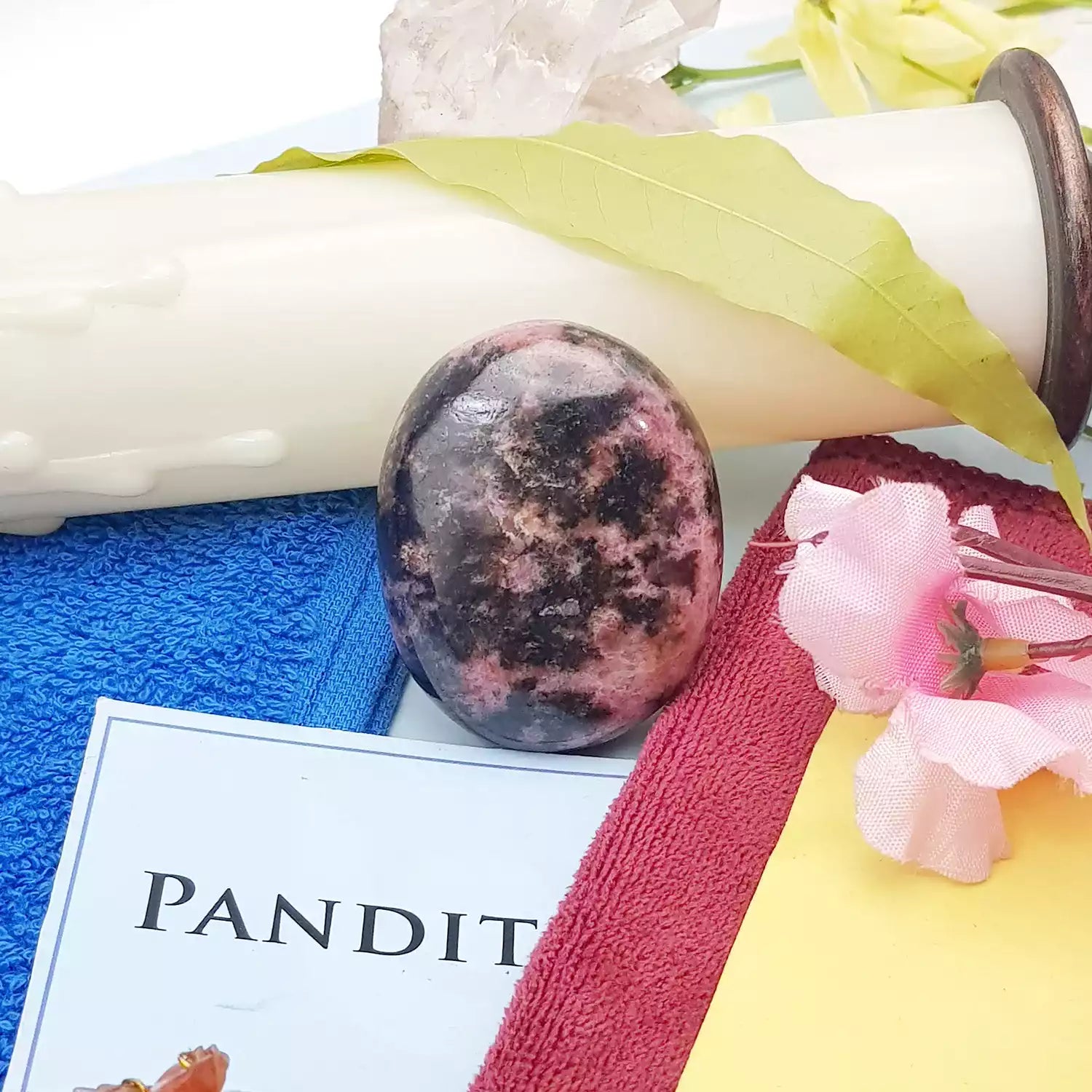 Rhodonite Healing Crystal Palm Stone