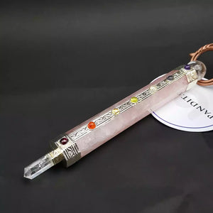 Rose Quartz 7 Chakra Healing Stone Wand