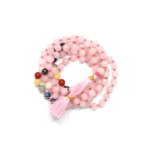 Rose Quartz 7 Chakra Mala