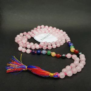 Rose Quartz 7 Chakra Mala