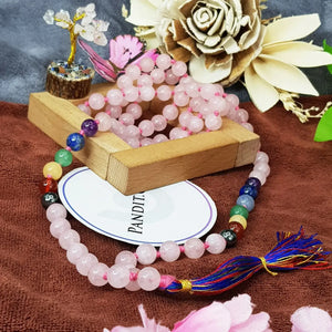Rose Quartz 7 Chakra Mala