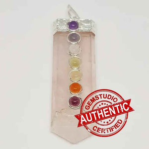 Rose Quartz 7 Chakra Pencil Pendant