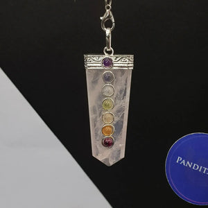 Rose Quartz 7 Chakra Pencil Pendant