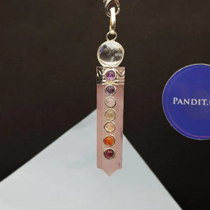 Rose Quartz 7 Chakra Pendant