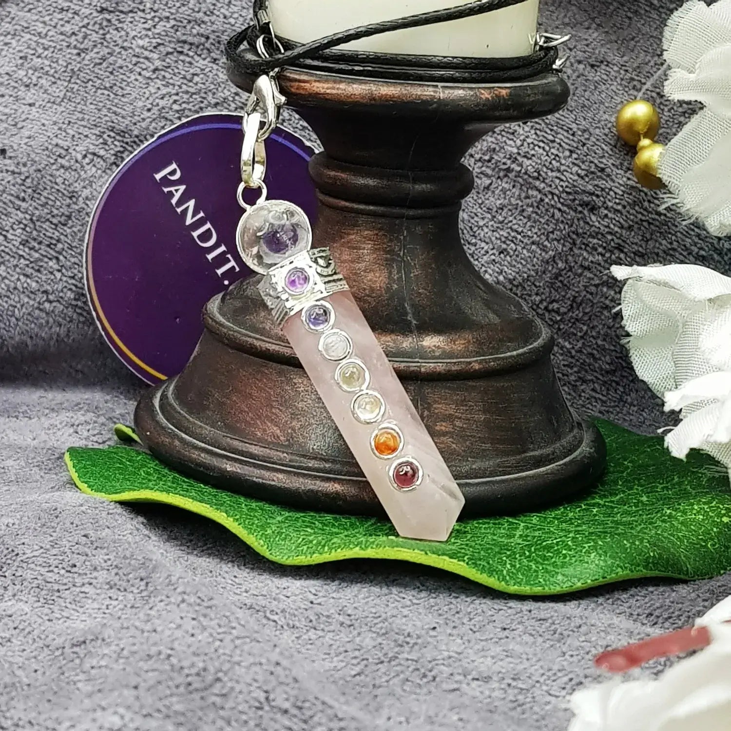 Rose Quartz 7 Chakra Pendant