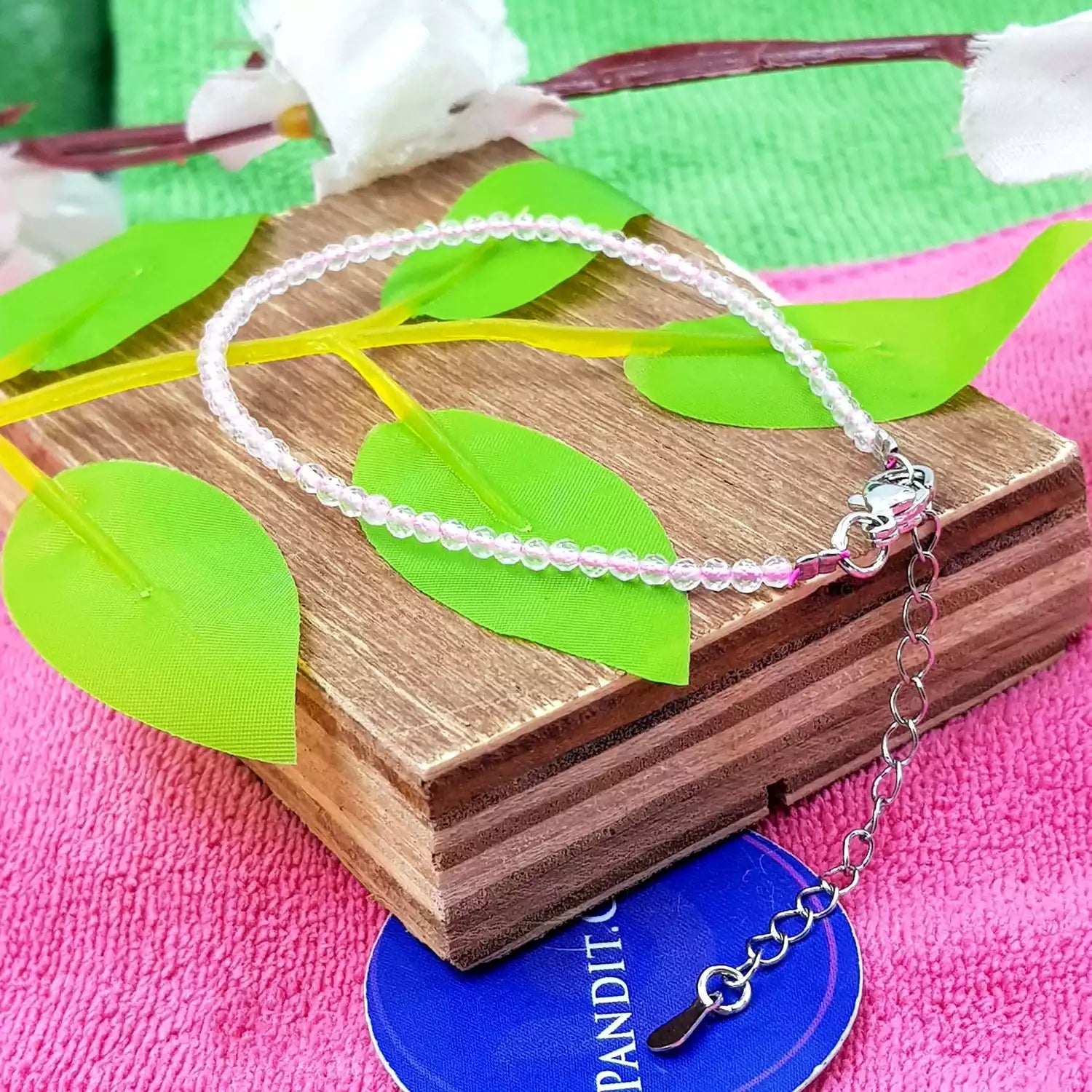 Rose Quartz Adjustable Diamond Cut Bracelet
