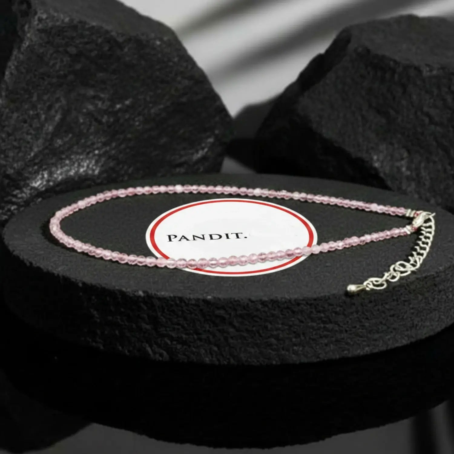 Rose Quartz Anklet — main anklet view showing stones and chain