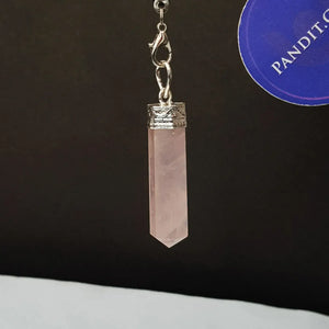 Rose Quartz Cap Pencil Pendant