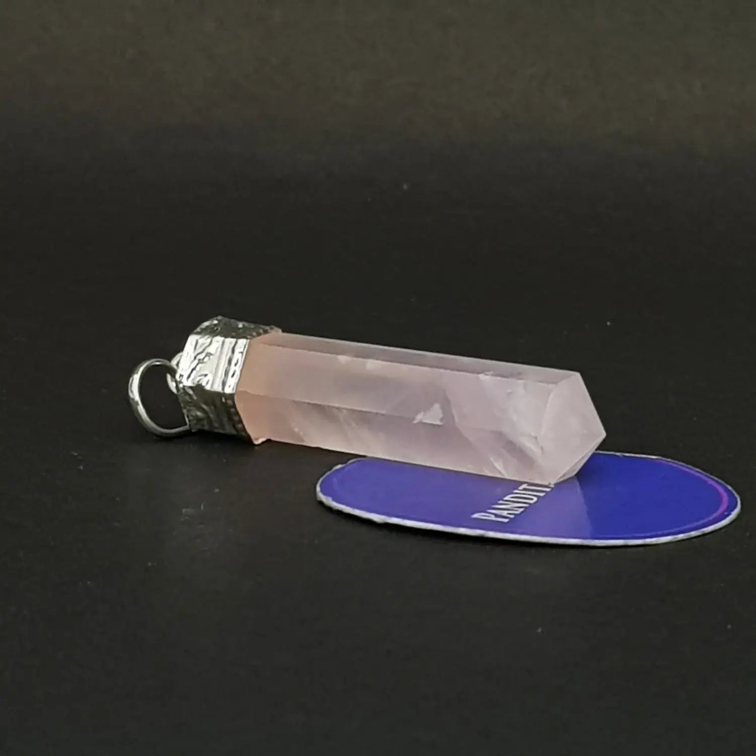 Rose Quartz Cap Pencil Pendant