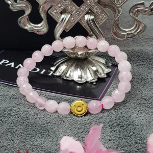 Rose Quartz Diamond Cut Bracelet