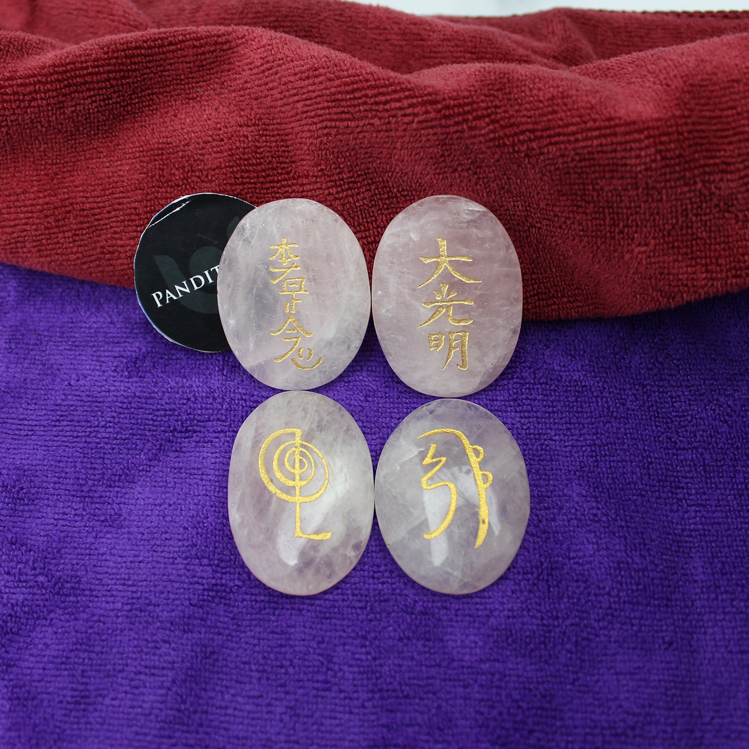 Rose Quartz Reiki Symbol Healing Stones Set