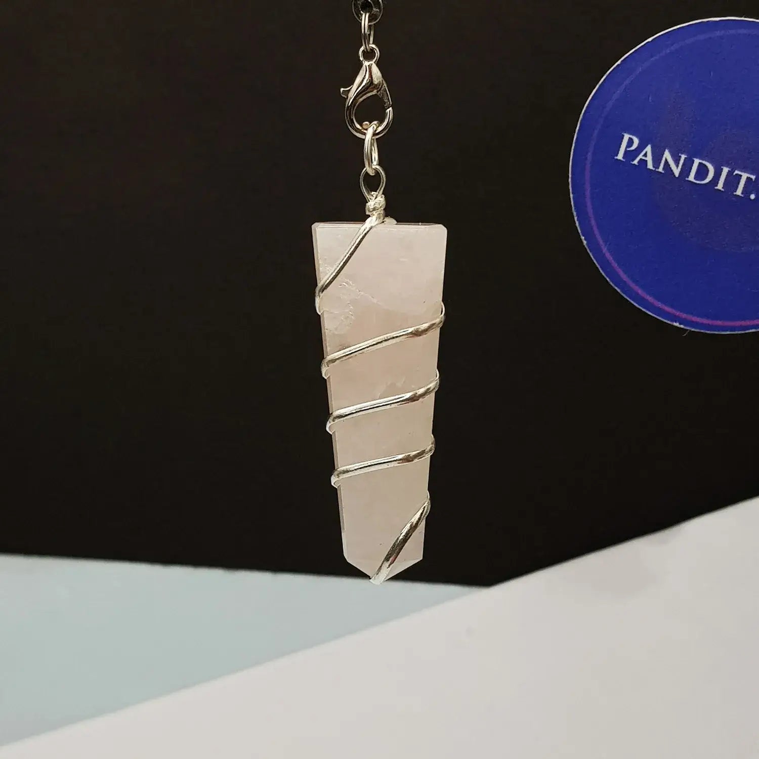 Rose Quartz Spiral Pencil Pendant
