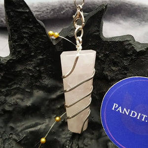 Rose Quartz Spiral Pencil Pendant