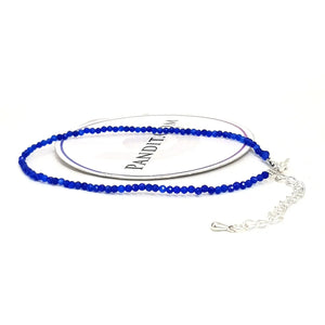 Royal Blue Chalcedony Anklet — close-up of gemstone beads detail