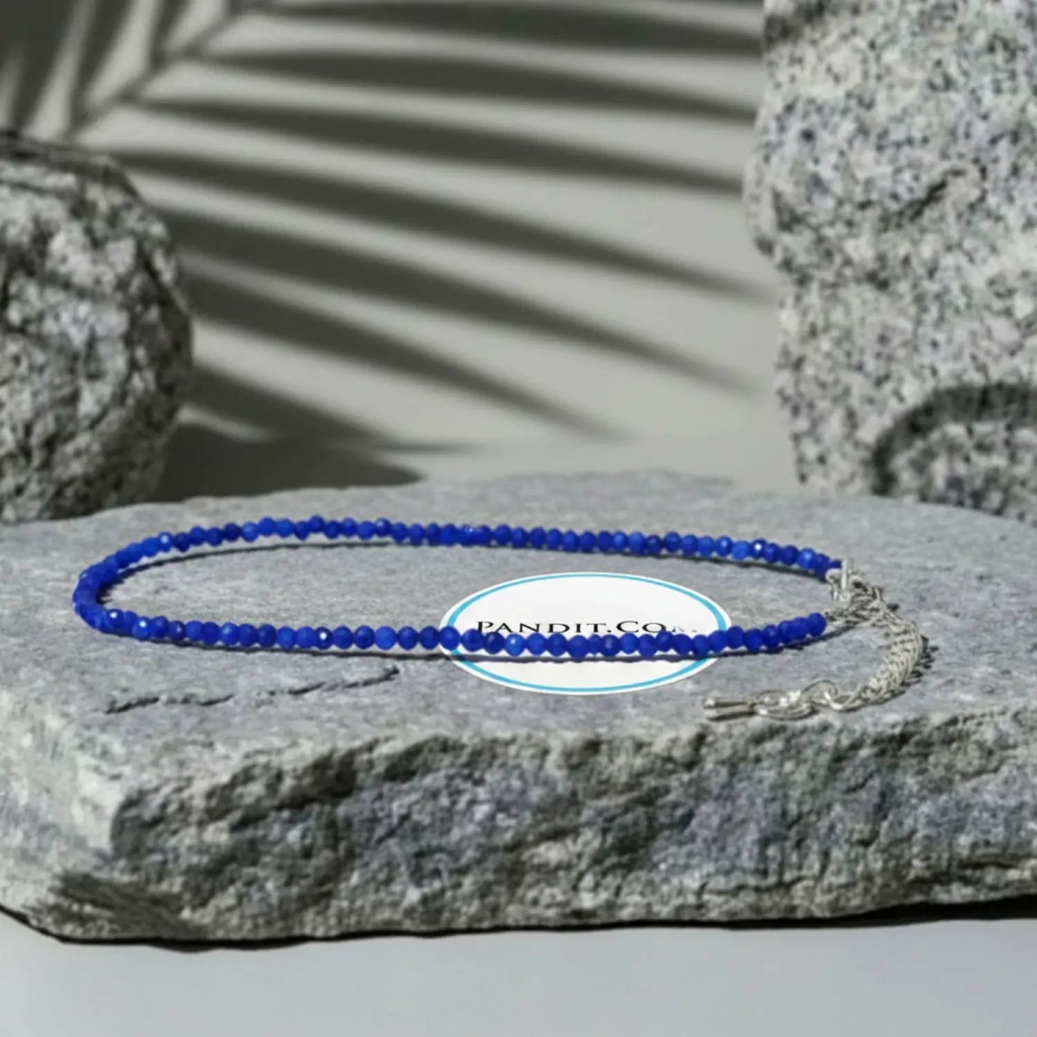 Royal Blue Chalcedony Anklet — main anklet view showing stones and chain