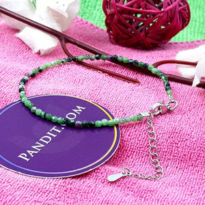Ruby Zoisite Adjustable Diamond Cut Bracelet