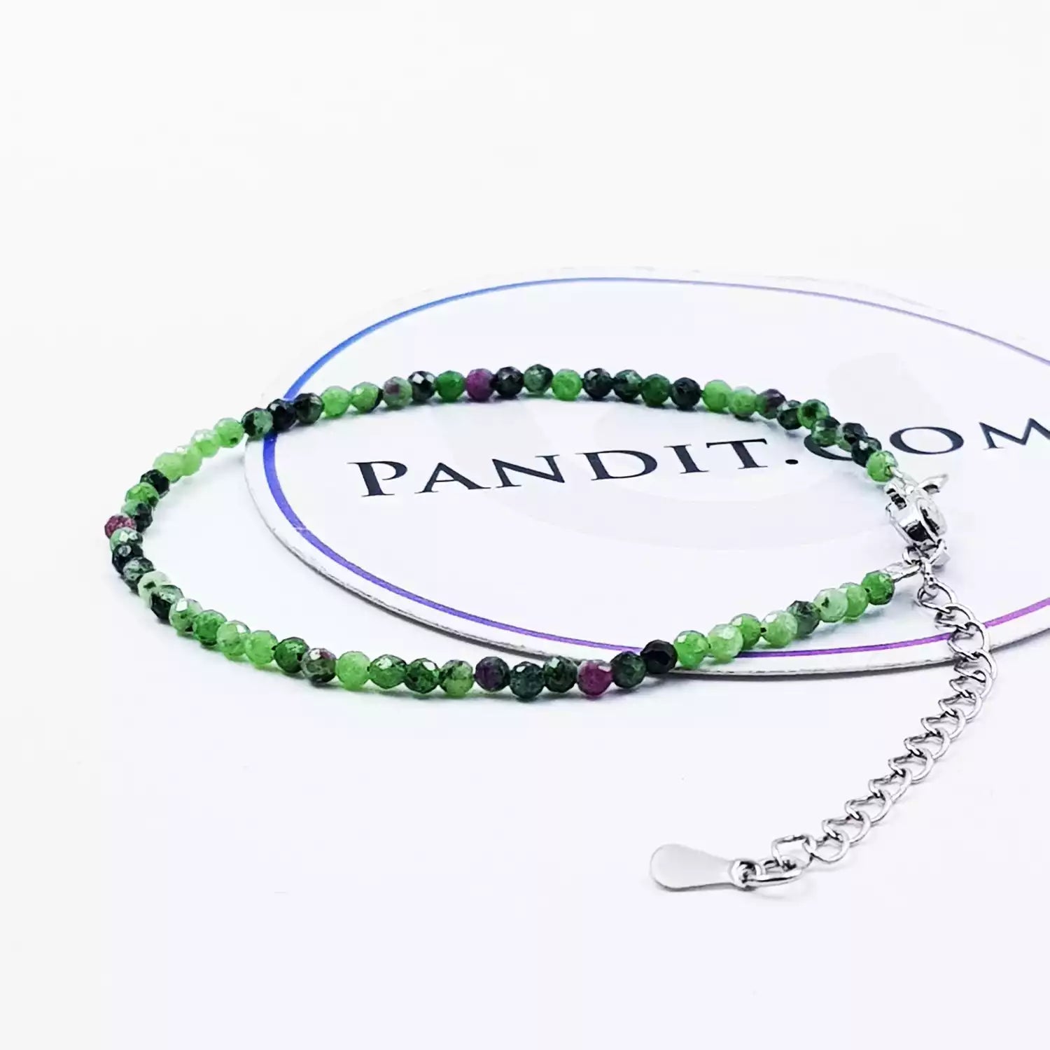 Ruby Zoisite Adjustable Diamond Cut Bracelet