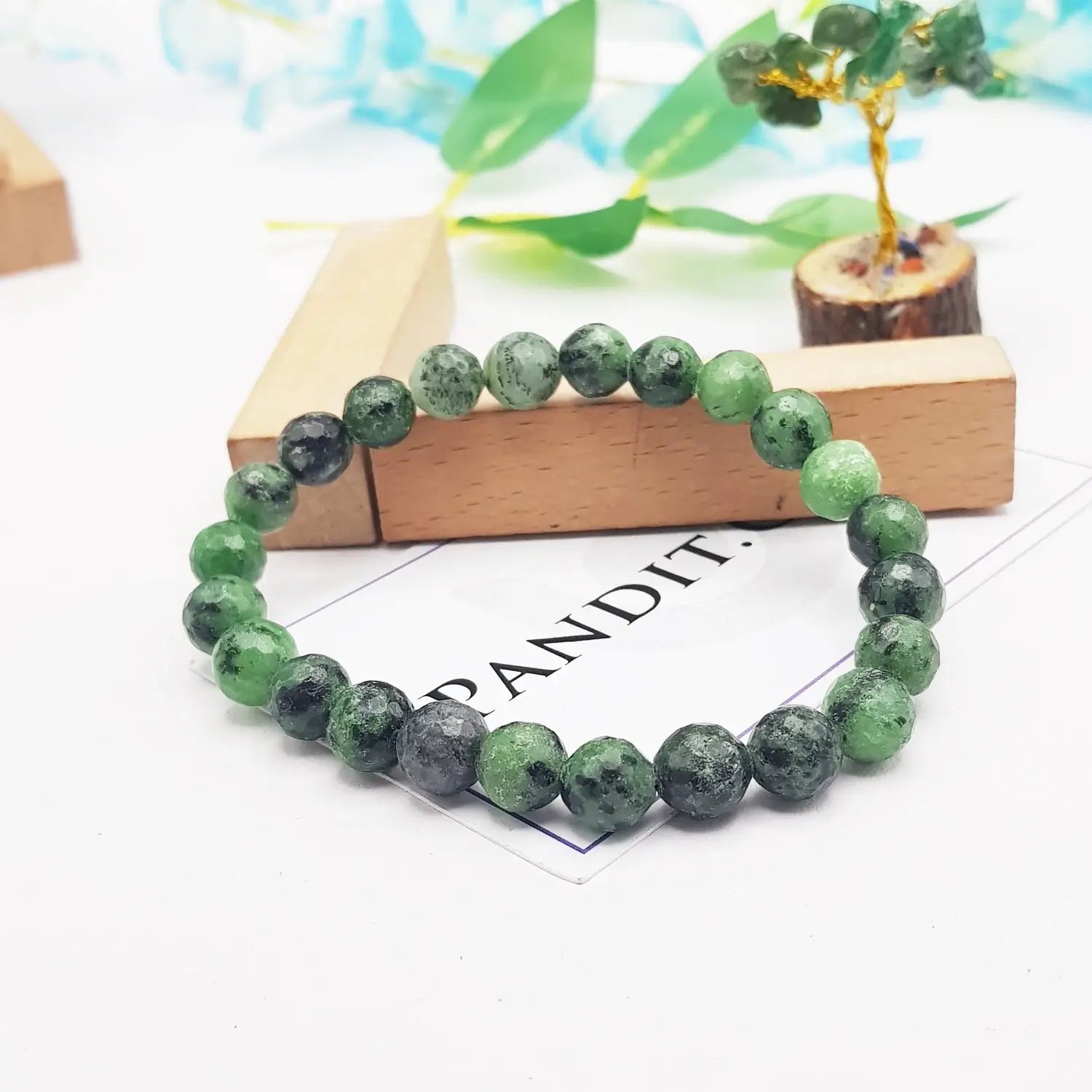 Ruby Zoisite Diamond Cut Bracelet