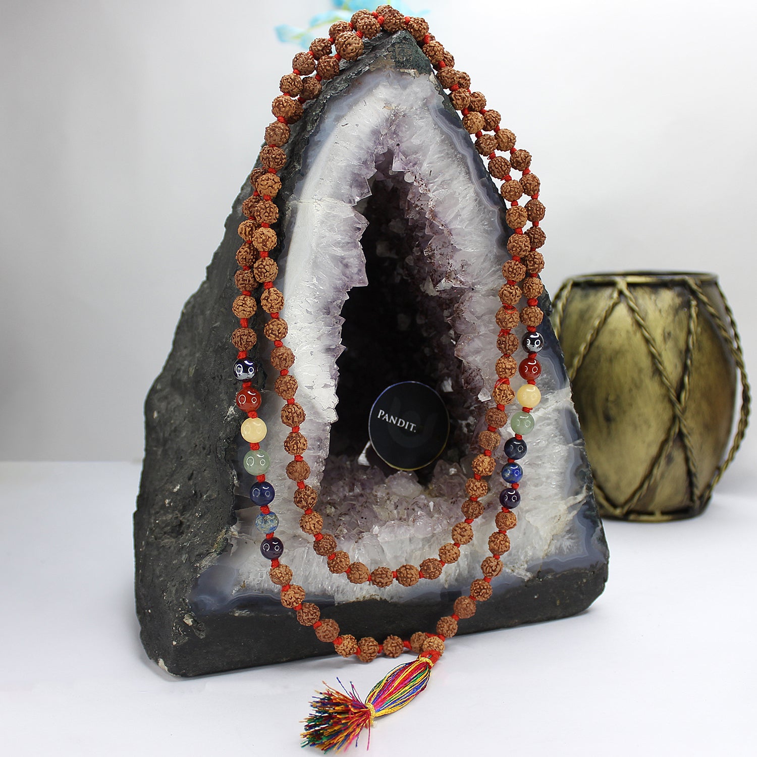 Rudraksha 7 Chakra Mala — full 108-bead mala view