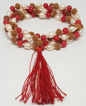Rudraksha and Moonga Pearl Mala