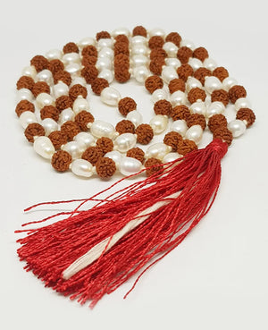 Rudraksha and White Pearl Mala
