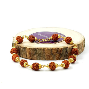 Rudraksha Bracelet with Brass Capping — bead size reference