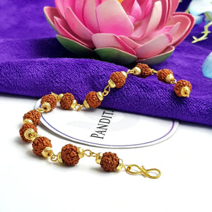 Rudraksha Premium Bracelet with Gold Plated Capping