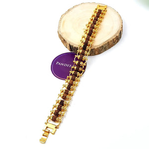 Rudraksha Bracelet with Gold Plated Capping