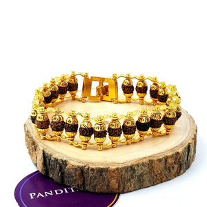 Rudraksha Bracelet with Gold Plated Capping