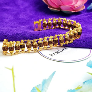 Rudraksha Bracelet with Gold Plated Capping