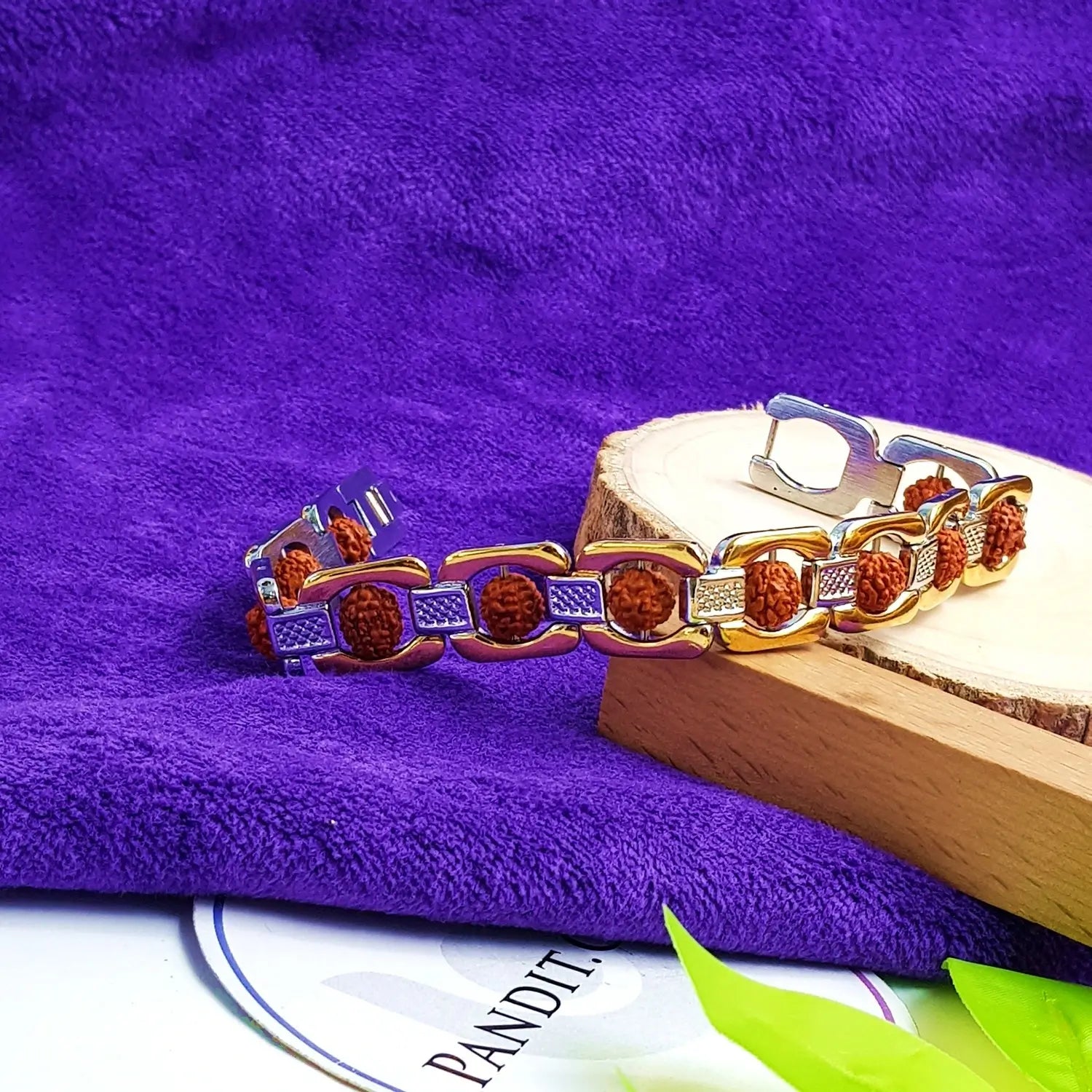 Rudraksha Bracelet with Silver and Gold Plated