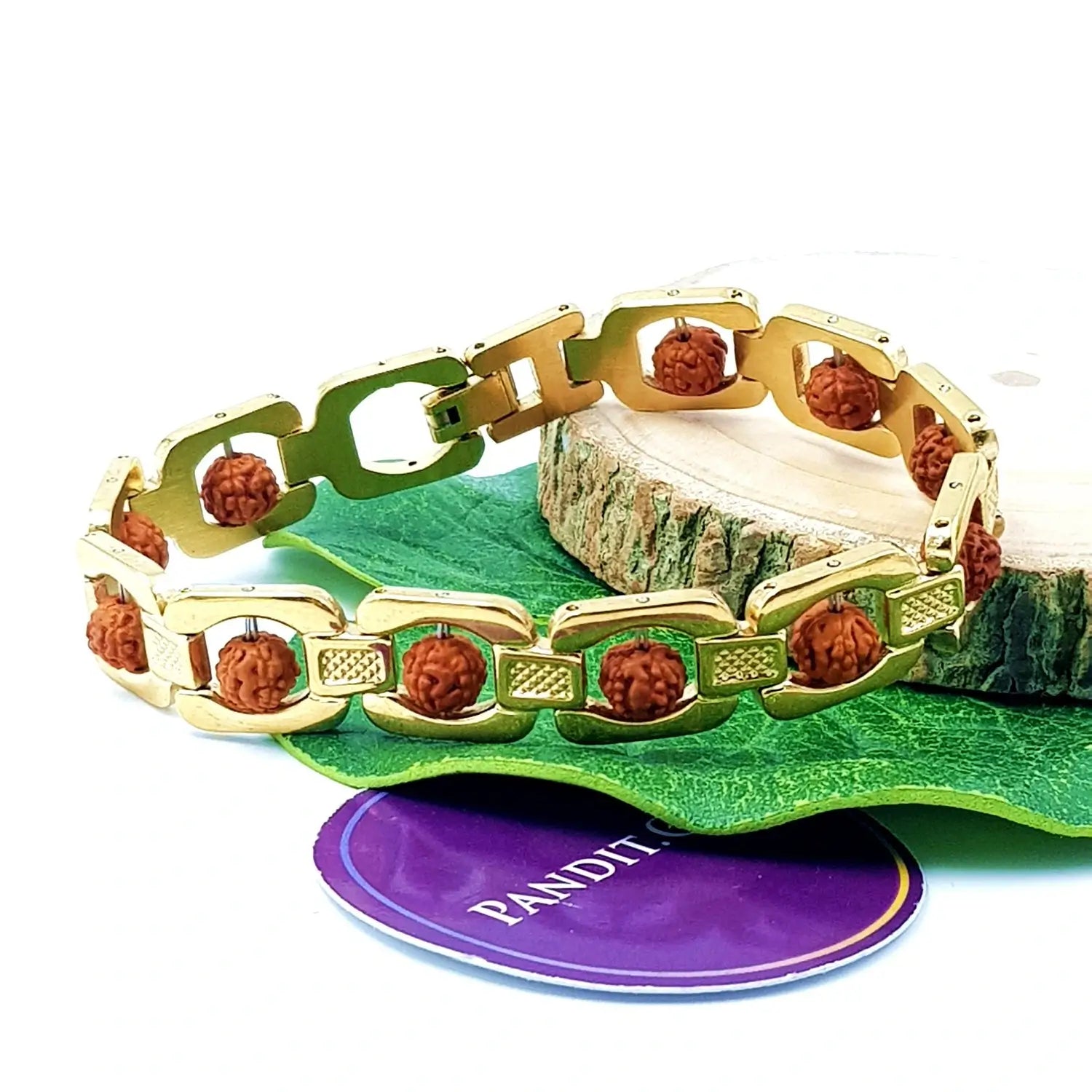 Rudraksha Premium Bracelet with Gold Plated Capping.