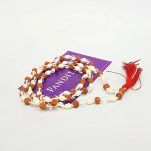Rudraksha Sphatik White Pearl Mala