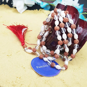 Rudraksha Sphatik White Pearl Mala