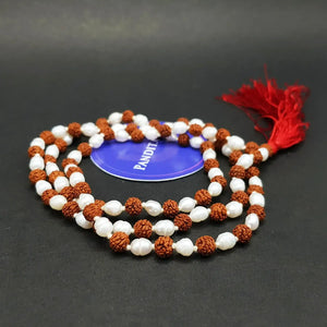 Rudraksha With White Pearl Mala