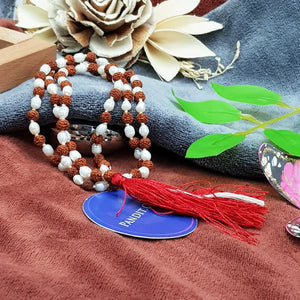 Rudraksha With White Pearl Mala