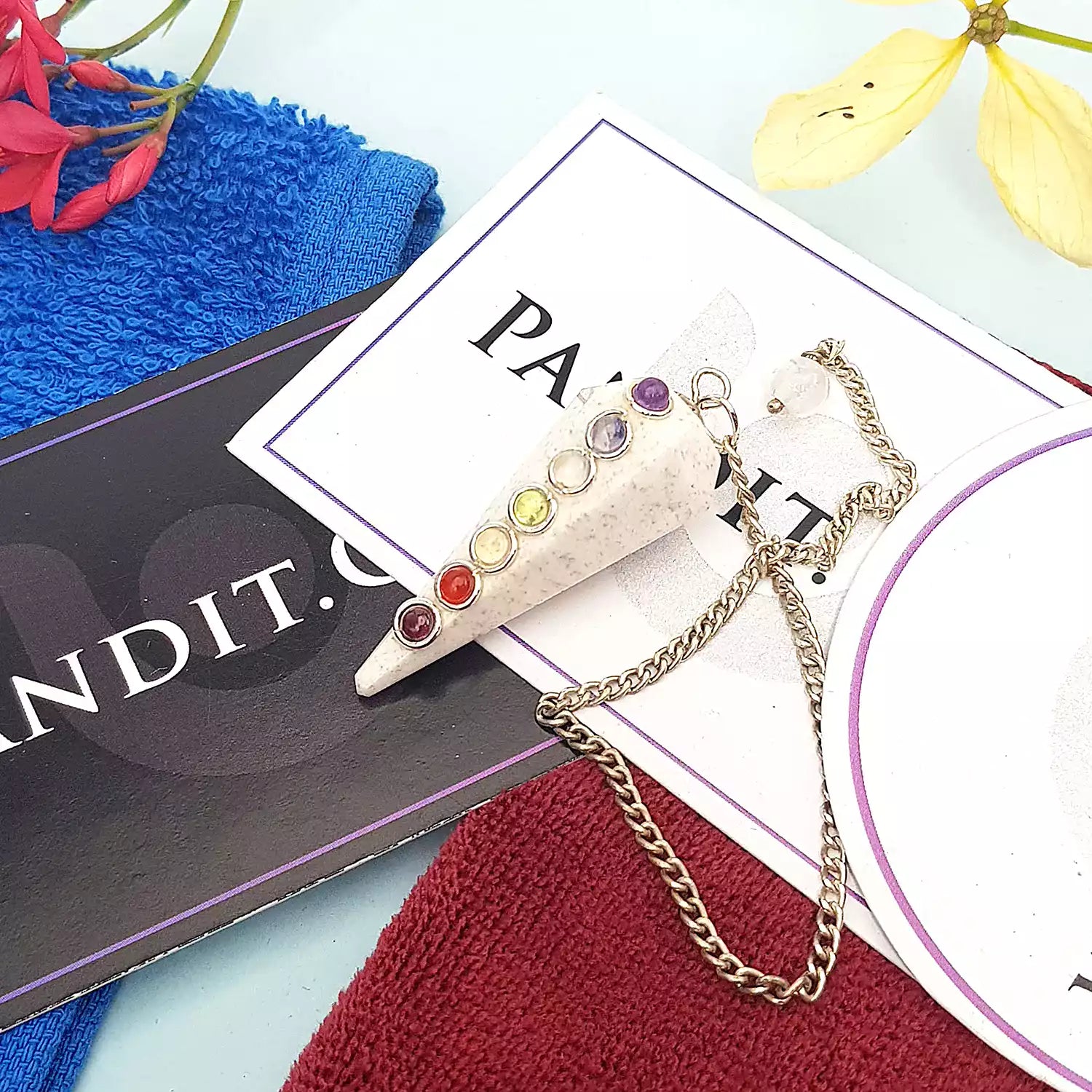Scolecite 7 Chakra Dowsing Pendulum