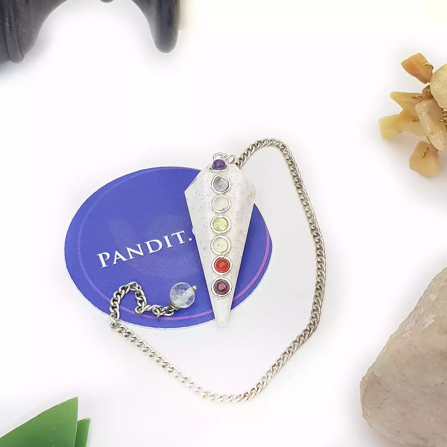 Scolecite 7 Chakra Dowsing Pendulum